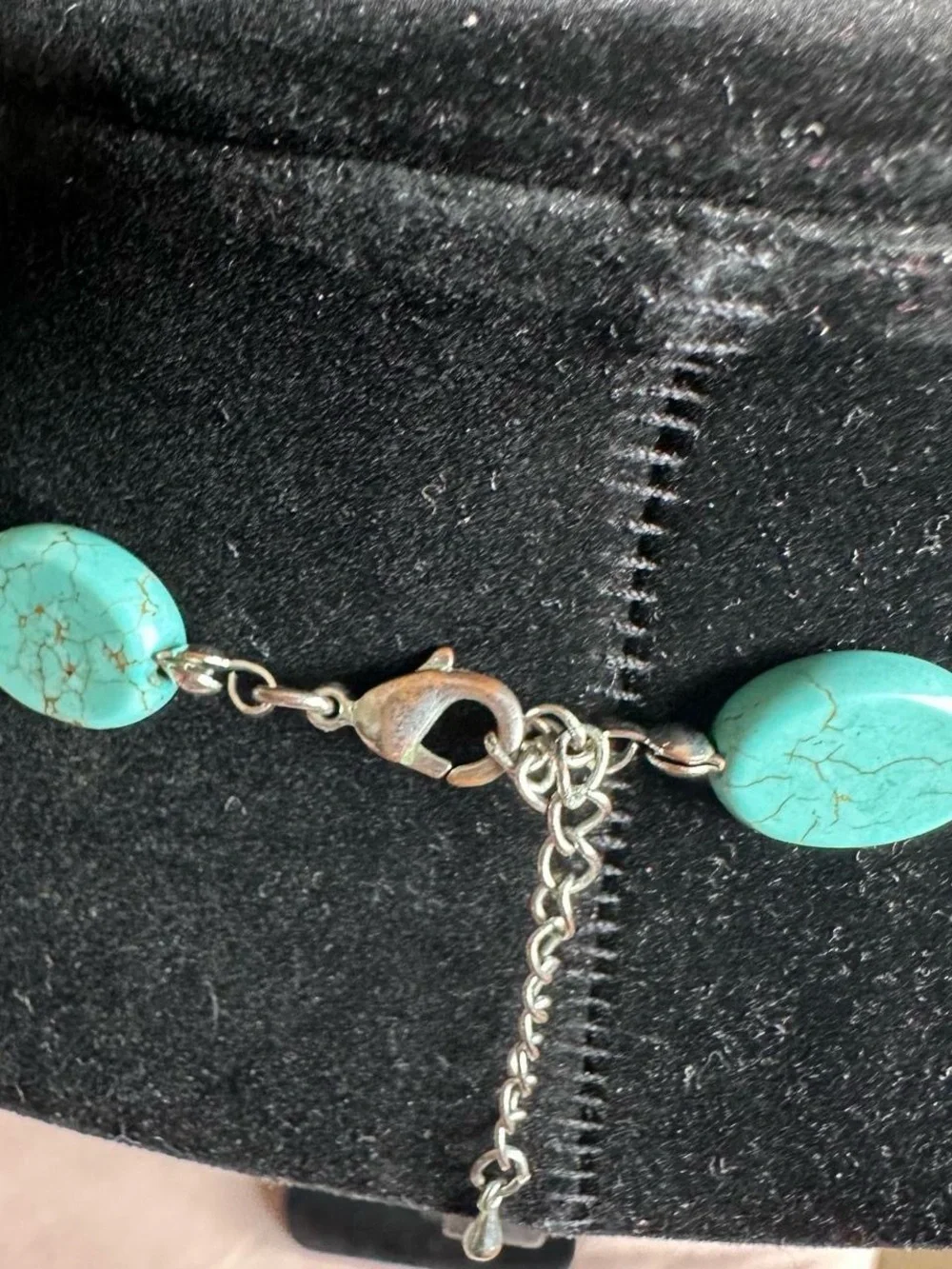 Vintage Turquoise and silver bead statement necklace.